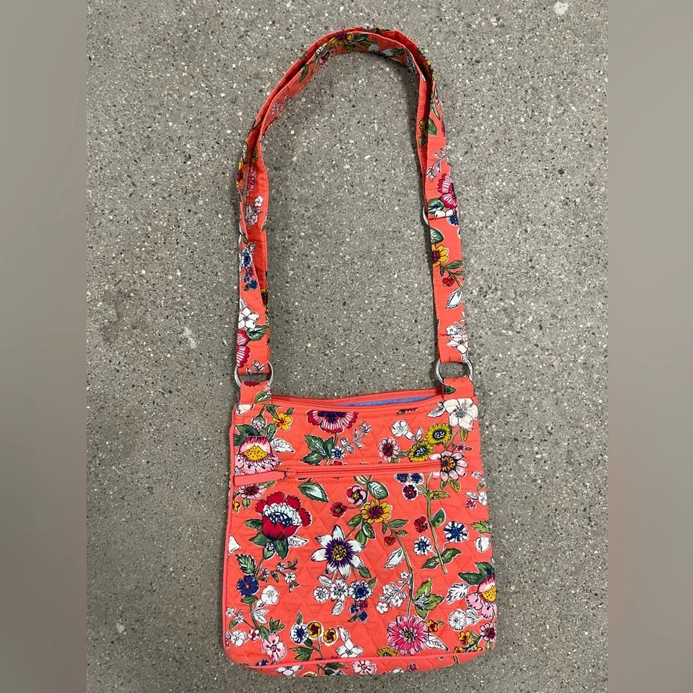 Vera Bradley Summer Crossbody Purse Peach Floral EUC Clean - Picture 4 of 11
